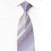 Louis Quatorze Men’s Crystal Tie Purple Ovals On White Silk 