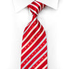 Louis Quatorze Men’s Rhinestone Tie Red Silver Striped With 