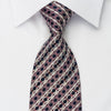 Louis Quatorze Rhinestone Necktie Silver Stripes On Blue 