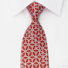 Louis Quatorze Silk Rhinestone Necktie Silver Trellis On Red