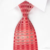 Louis Quatorze Silk Tie Geometric On Red Crystallized With 