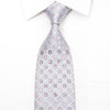 Maestro Men’s Silk Tie Mauve Blue Foulard On Silver 