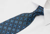 Manhatten Rhinestone Necktie Silver Foulard Pattern On Blue 