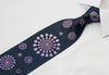 Marte Rhinestone Silk Necktie Medallions On Navy Blue With 