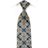 Metro City Crystal Rhinestone Necktie Gold Damask On Navy 