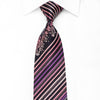 Metro City Men’s Crystal Silk Necktie Purple Striped On 