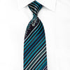 Metro City Men’s Crystal Silk Necktie Turquoise Striped On 