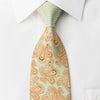 Metro City Mens Silk Necktie Orange Paisley Boteh On 
