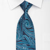 Metro City Men’s Silk Necktie Paisley On Blue Sparkling With