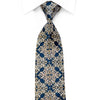Metro City Rhinestone Silk Tie Gold Damask On Navy Blue With