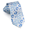 Metro City Silk Necktie Blue Floral Dots Design On Pale Blue