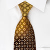 Metro City Silk Necktie Golden Yellow Geometric On Brown 