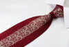 Metro City Silk Rhinestone Tie Silver Damask On Burgundy 