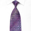 Mila Schon Men’s Crystal Silk Necktie Purple Fleur de Lis On