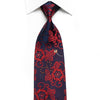 Mila Schon Men’s Crystal Silk Necktie Red Floral On Navy 