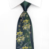 Mila Schon Mens Rhinestone Silk Necktie Floral On Green With
