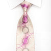 Mila Schon Mens Rhinestone Silk Necktie Geometric On Pink 