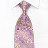 Mila Schon Men’s Rhinestone Tie Pink Floral On Silver With 