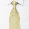 Mila Schon Mens Silk Necktie Blue Cartouche On Yellow 