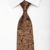 Mila Schon Men’s Silk Necktie Paisley On Brown Sparkling 