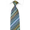 Mila Schon Men’s Silk Rhinestone Necktie Green Blue 