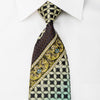 Mila Schon Rhinestone Silk Necktie Cartouche On Black With 