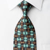Mila Schon Rhinestone Silk Necktie Disks On Navy With Gold 