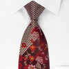 Mila Schon Rhinestone Silk Necktie Floral On Burgundy With 