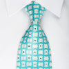 Mila Schon Rhinestone Silk Necktie Geometric On Blue With 
