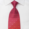 Mila Schon Rhinestone Silk Necktie Geometric Squares On Red 