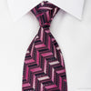 Mila Schon Rhinestone Silk Necktie Purple Chevron With 