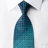 Mila Schon Rhinestone Silk Necktie Squares On Teal Purple 