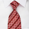 Mila Schon Rhinestone Silk Tie Burgundy Striped & Silver 