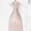 Mila Schon Rhinestone Silk Tie Silver Red Checker On White 