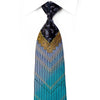 Mila Schon Rhinestone Silk Tie V-Striped Paisley On Navy 