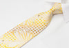 Mila Schon Rhinestone Silk Tie Yellow Geometric Design On 