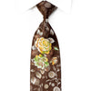 Mila Schon Rhinestone Tie Floral On Brown Silk - 1