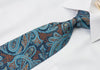 Mila Schon Silk Necktie With Rhinestones Turquoise Paisley 