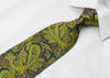 Mila Schon Woven Silk Necktie Olive Green Paisley With 
