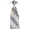 Nicole St Giles Crystal Silk Necktie Paisley On Silver 