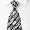 Nina Ricci Men’s Rhinestone Silk Necktie Silver Striped On 