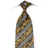 Nina Ricci Men’s Rhinestone Silk Tie Gold Paisley & Striped 