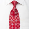 Nina Ricci Men’s Silk Necktie Geometric On Red With Crystal 