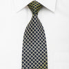 Nina Ricci Men’s Silk Necktie Green Trellis On Navy Blue 