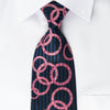 Nina Ricci Rhinestone Necktie Pink Geometric Circles On Blue
