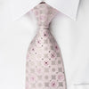 Nina Ricci Rhinestone Silk Necktie Pink Circles On Silver 