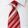 Nina Ricci Rhinestone Silk Tie Red Cream White Striped With 