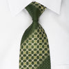 Nina Ricci Rhinestone Silk Tie Yellow Foulard On Green With 