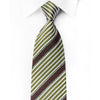 Nina Ricci Silk Necktie Green Brown Silver Striped Sparkling