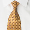 Nina Ricci Silk Rhinestone Necktie Golden Geometric Design 